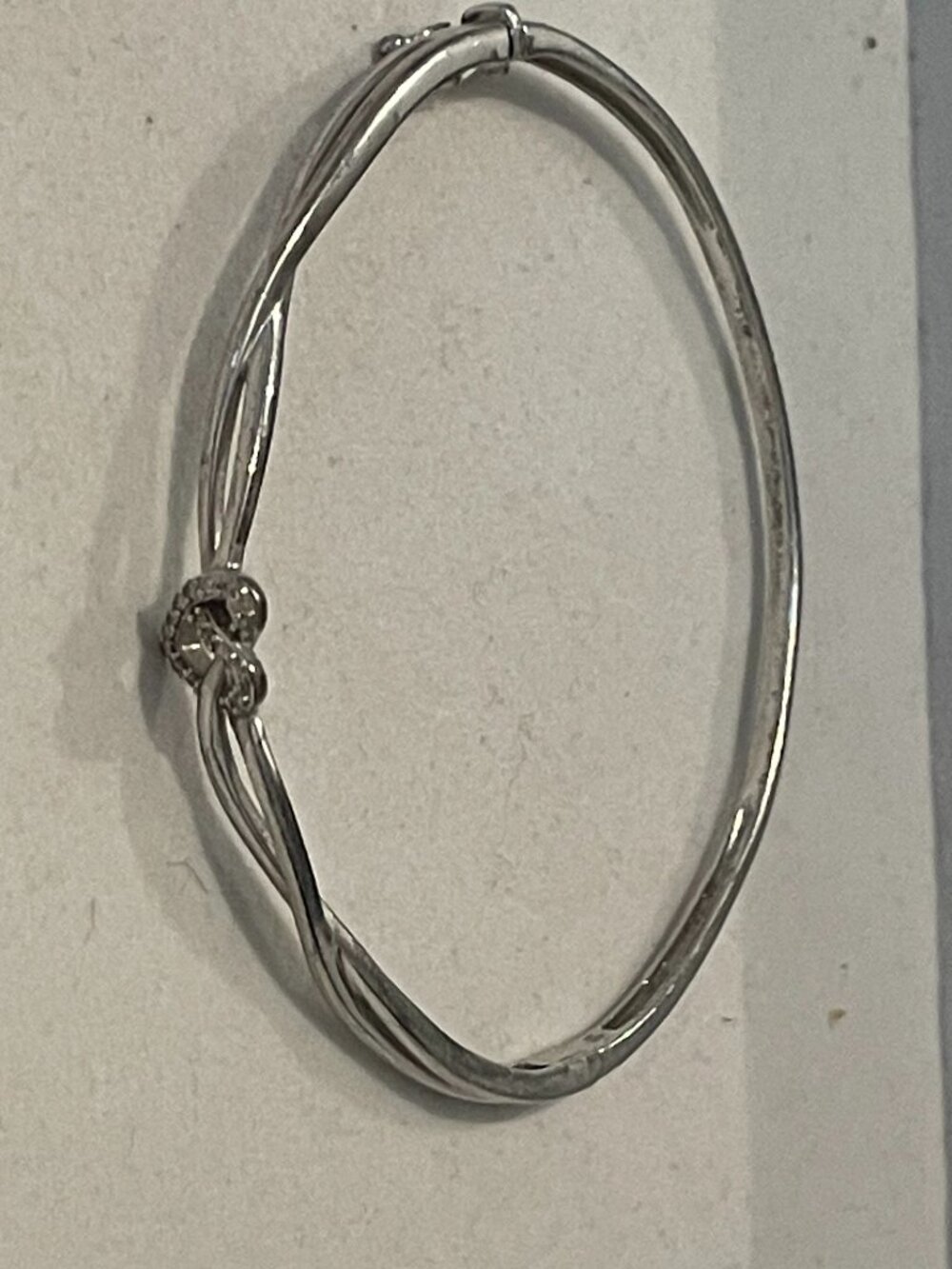 Zales Diamond Accent Heart Infinity Hinged Bangle Bracelet 925 Sterling Silver